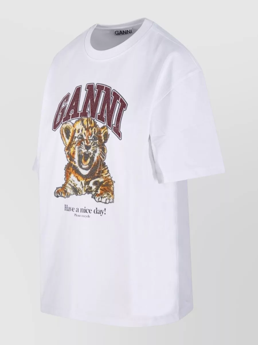 Ganni Jersey T Shirt Baby Tiger Print