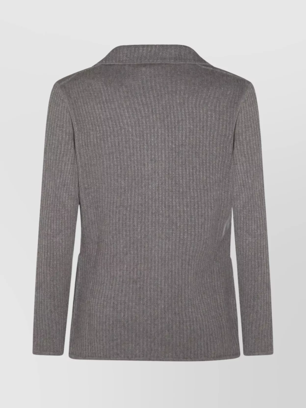 Lardini Ribbed Texture Crewneck Sweater With Notched Lapel In Gray
