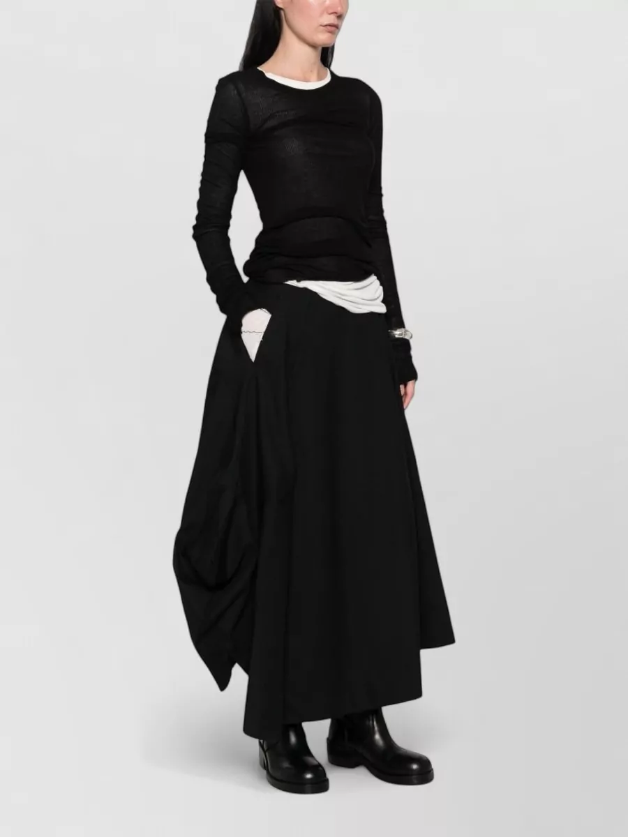 Comme Des Garçons Wool Asymmetric Draped Midi Skirt