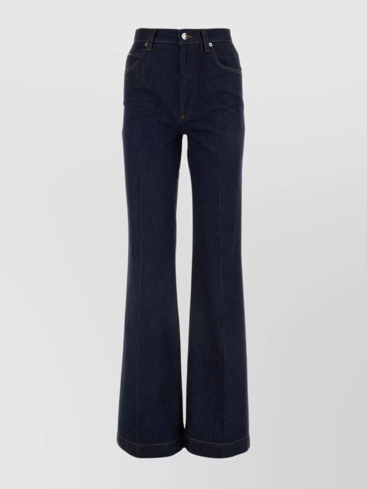 Shop Dolce & Gabbana Wide-leg Cotton Denim Trousers With Belt Loops In Blue