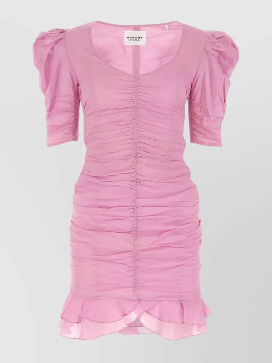 Shop Isabel Marant Étoile Draped Cotton Mini Dress In Pink