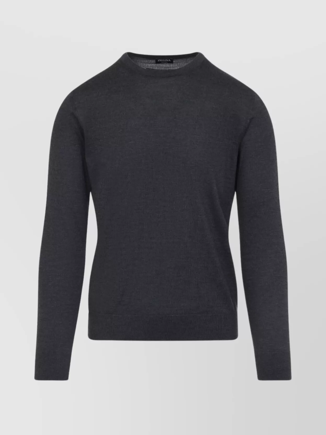 Zegna Soft Cashmere Crewneck Sweater With Ribbed Cuffs And Hem In Black
