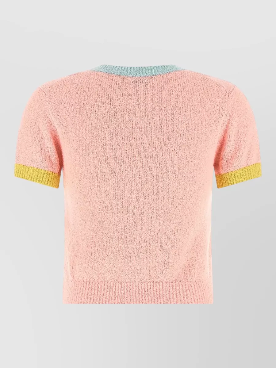 Kenzo Intarsia Cropped Short-Sleeve Knitted Top