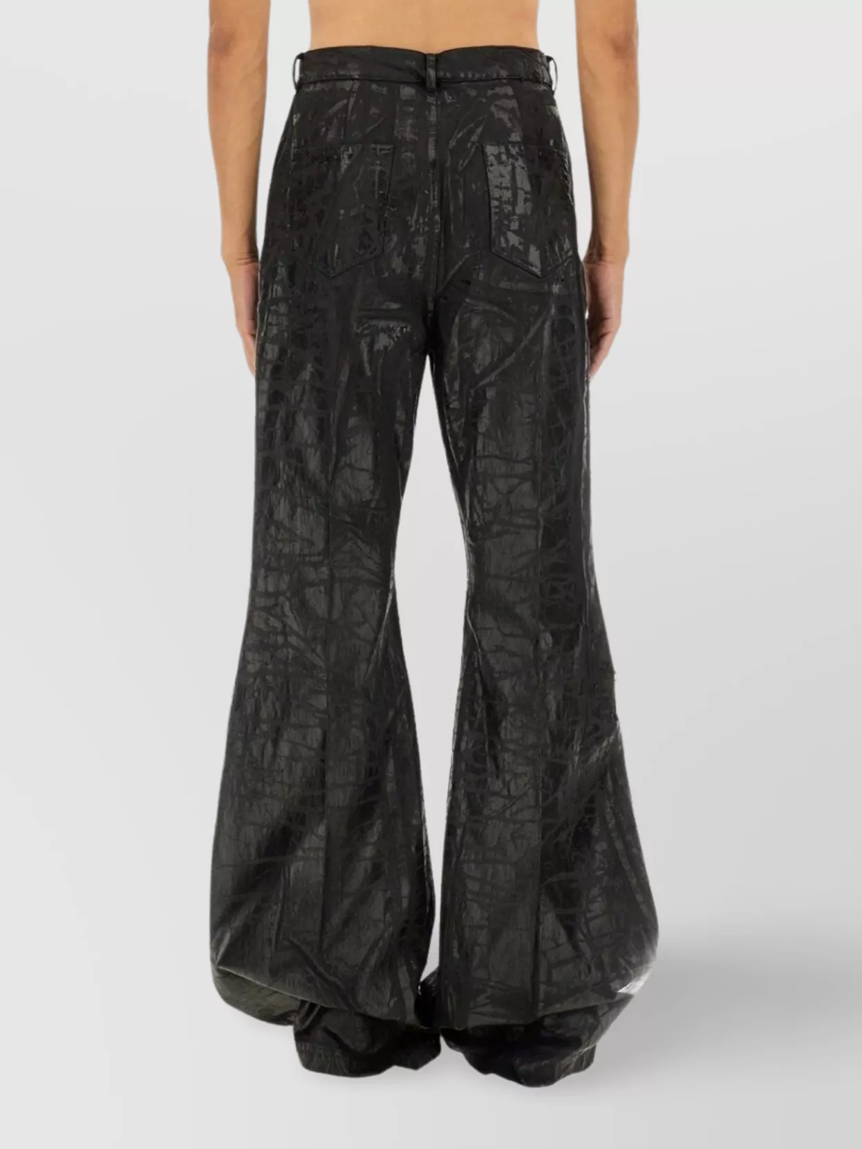 Rick Owens Flared Full Length Trousers With Belt Loops
