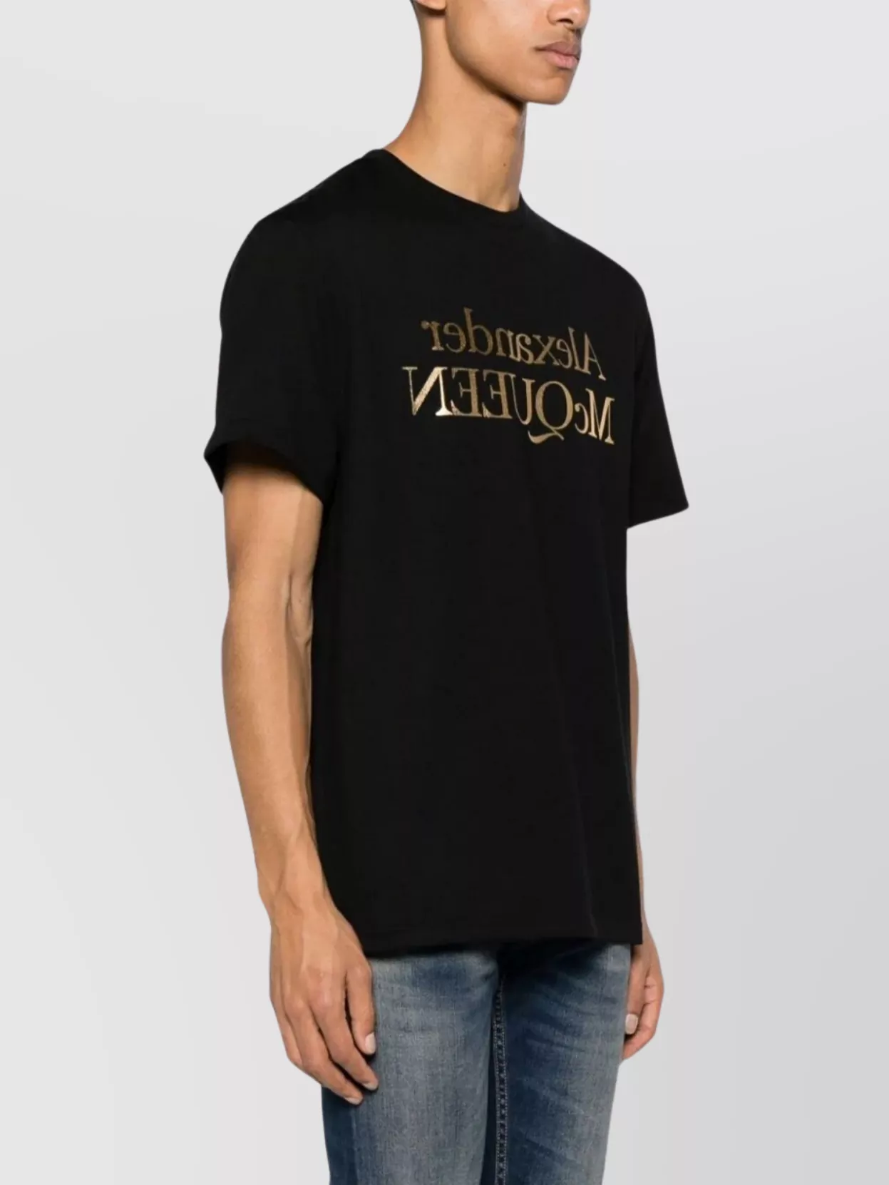 Shop Alexander Mcqueen Organic Cotton Logo Reflect T-shirt In Black