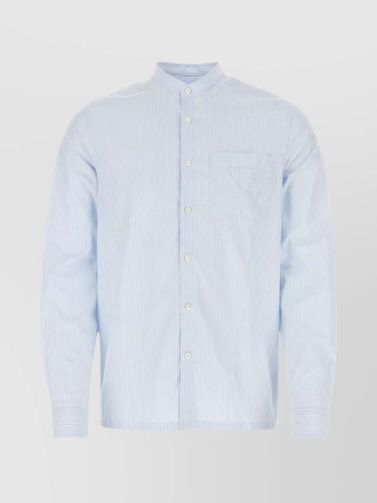 Shop Prada Striped Embroidered Poplin Shirt With Button-down Collar In Blue