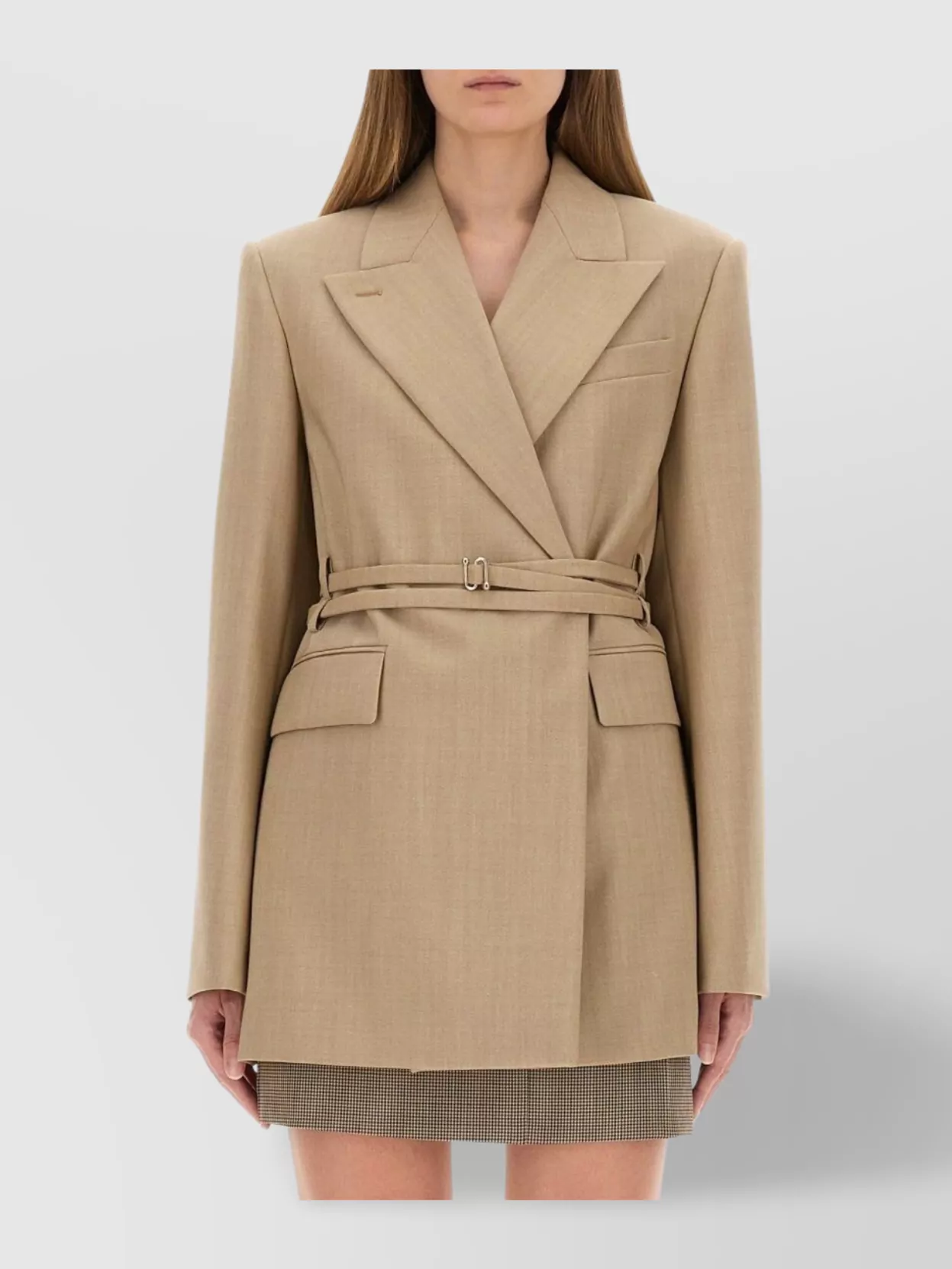Sportmax Longline Fitted Jacket Belted Waist