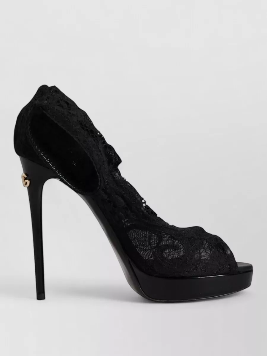 Dolce&Gabbana Lace Peep-Toe Platform Pumps