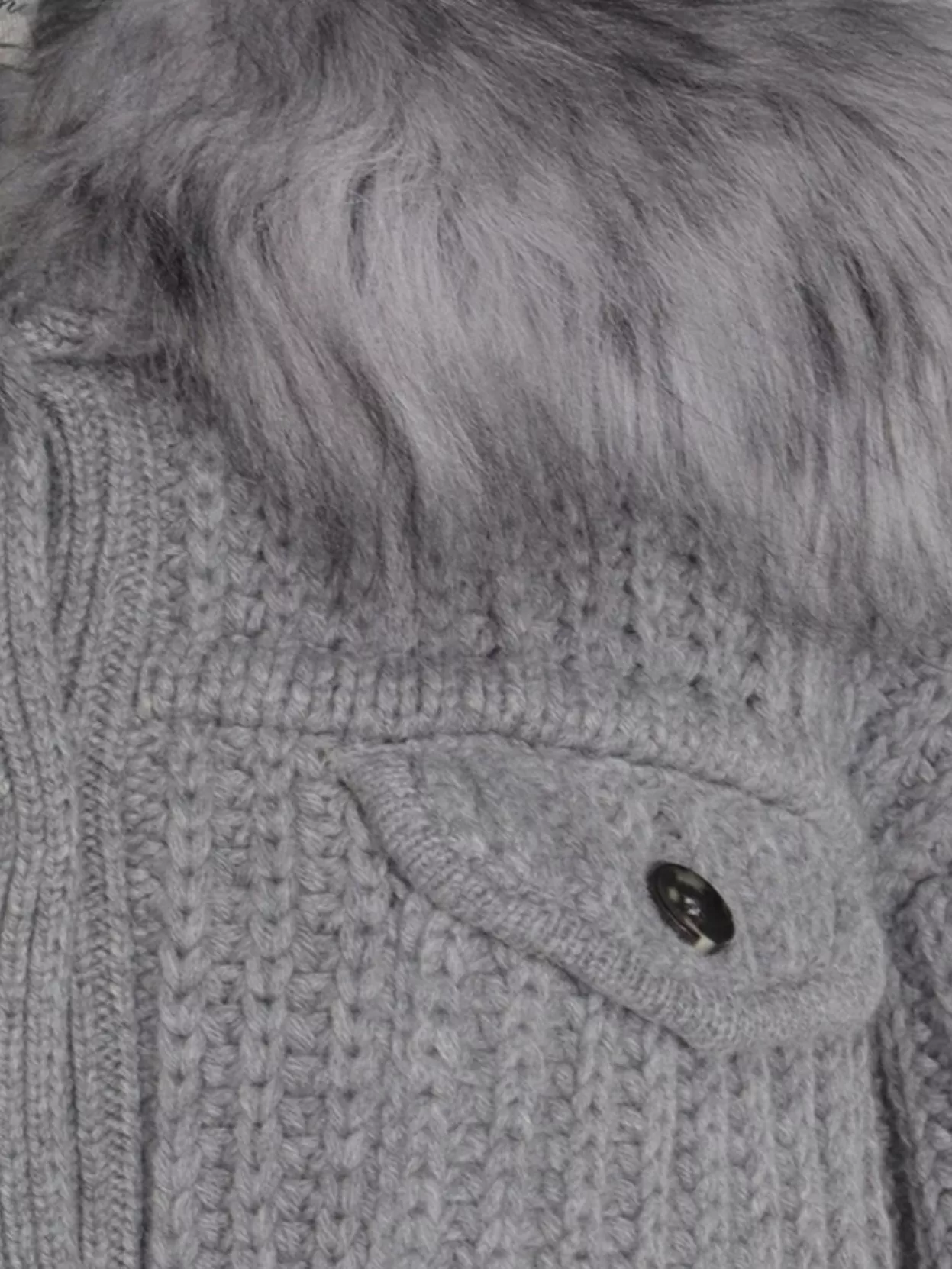 Blumarine Casual Jacket With Faux Fur Collar In Gray