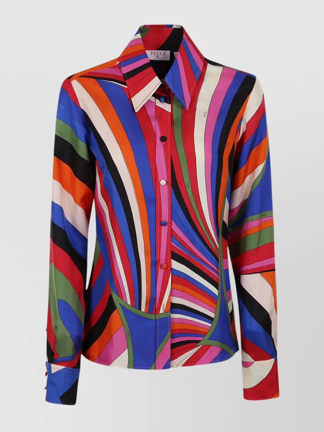 Shop Emilio Pucci Patterned Silk Twill Shirt With Cuff Buttons In Red