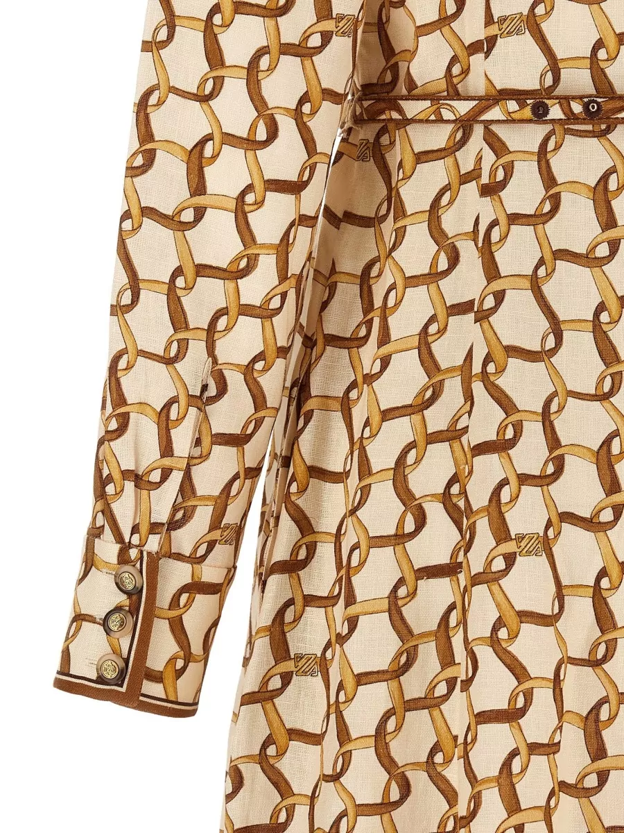 Zimmermann Printed Belted Midi Shirt Dress