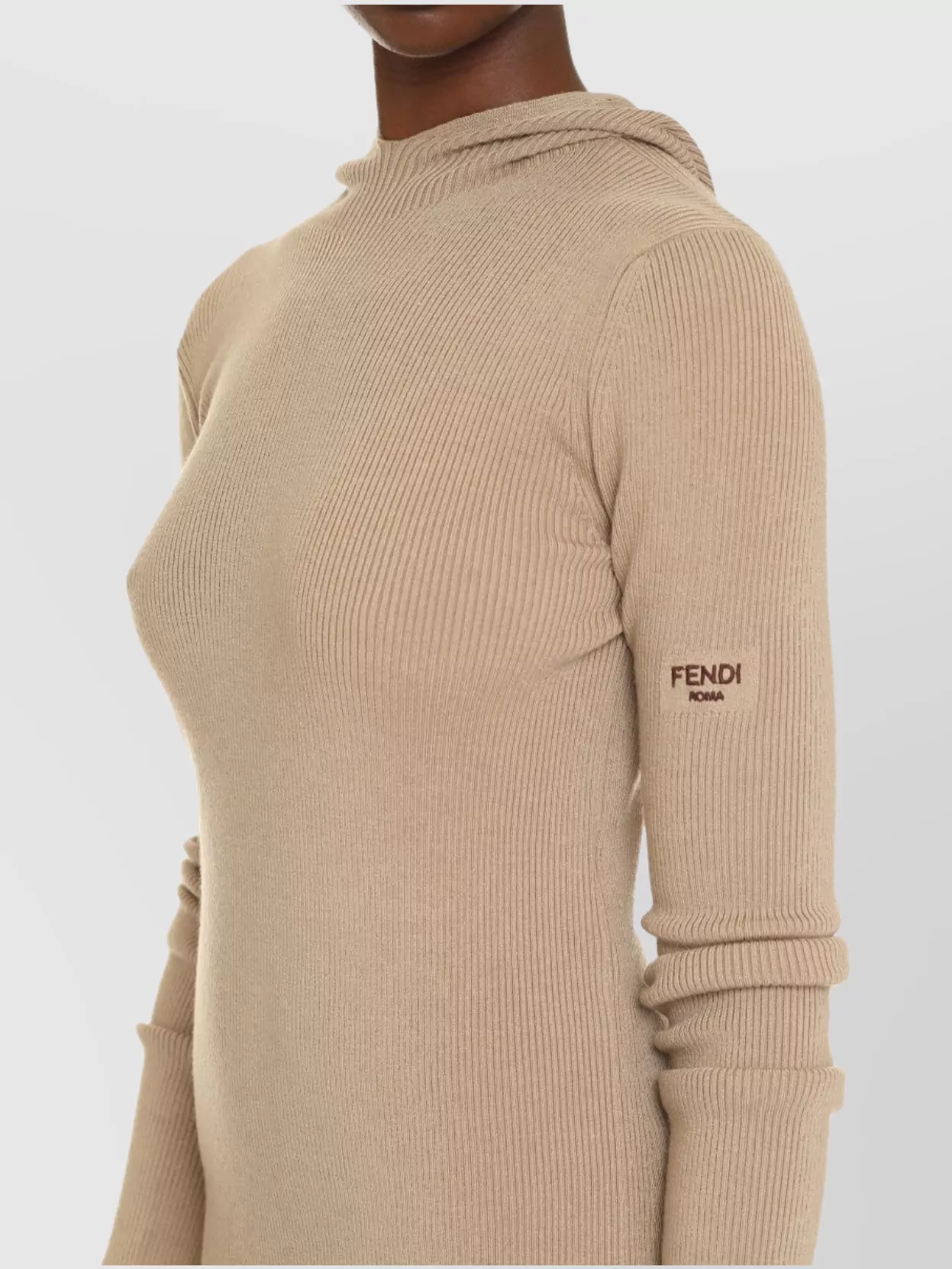 Fendi Knitted Dress With Slit Cuffs And Hood