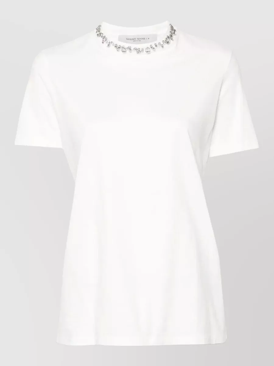 Golden Goose Regular T-Shirt Distressed Cotton Jersey Embroidery