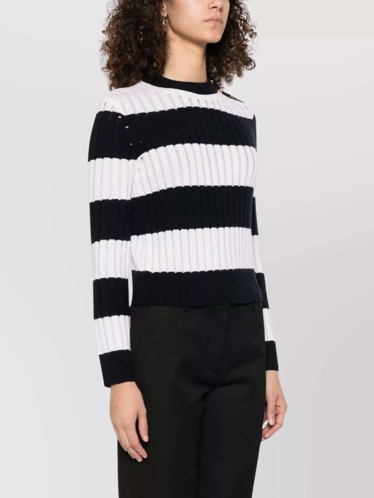 Max Mara Striped Crop Sweater In Wool And Cashmere