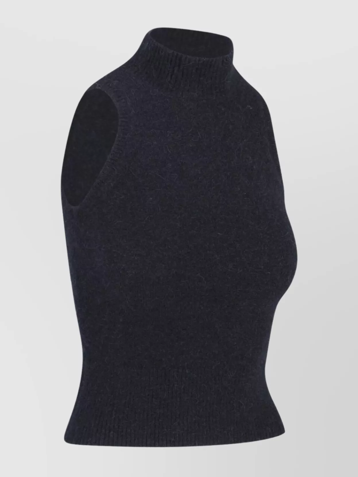 Shop Patou High Neck Ribbed Hem Sleeveless Top In Black