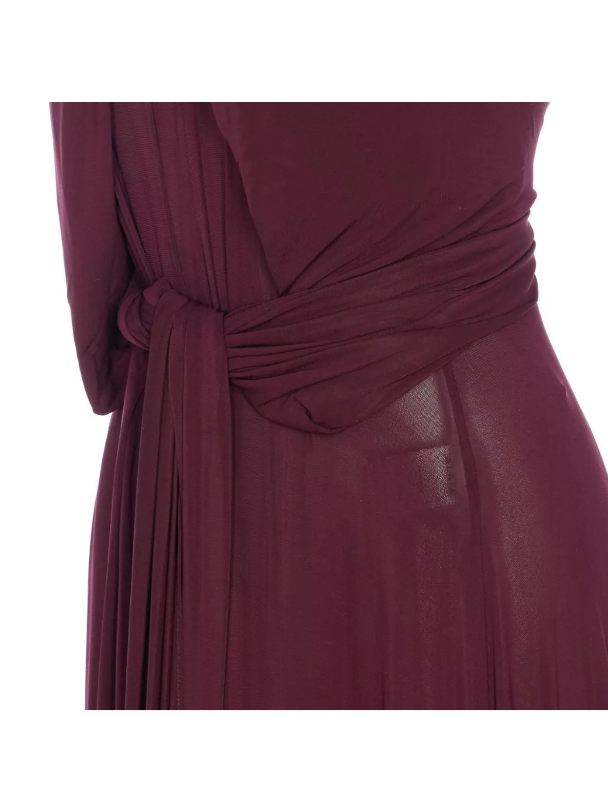 Alaïa Long Burgundy Draped Jersey Dress In Burgundy