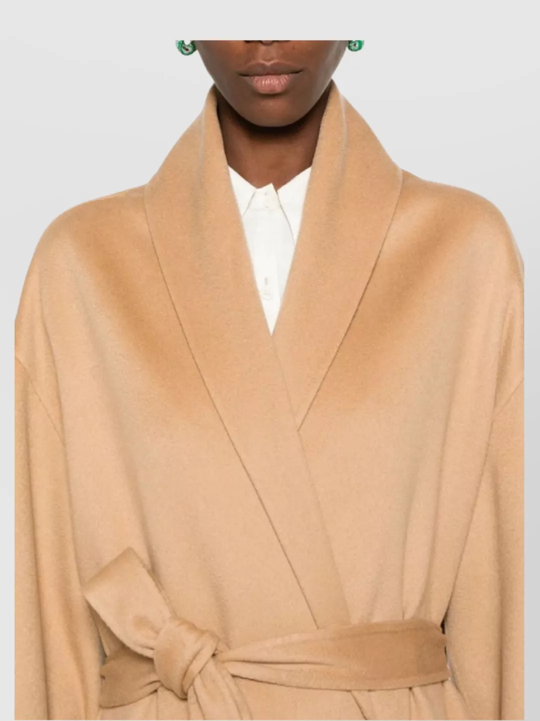 Fabiana Filippi Waist Belted Long Length Shawl Collar Coat