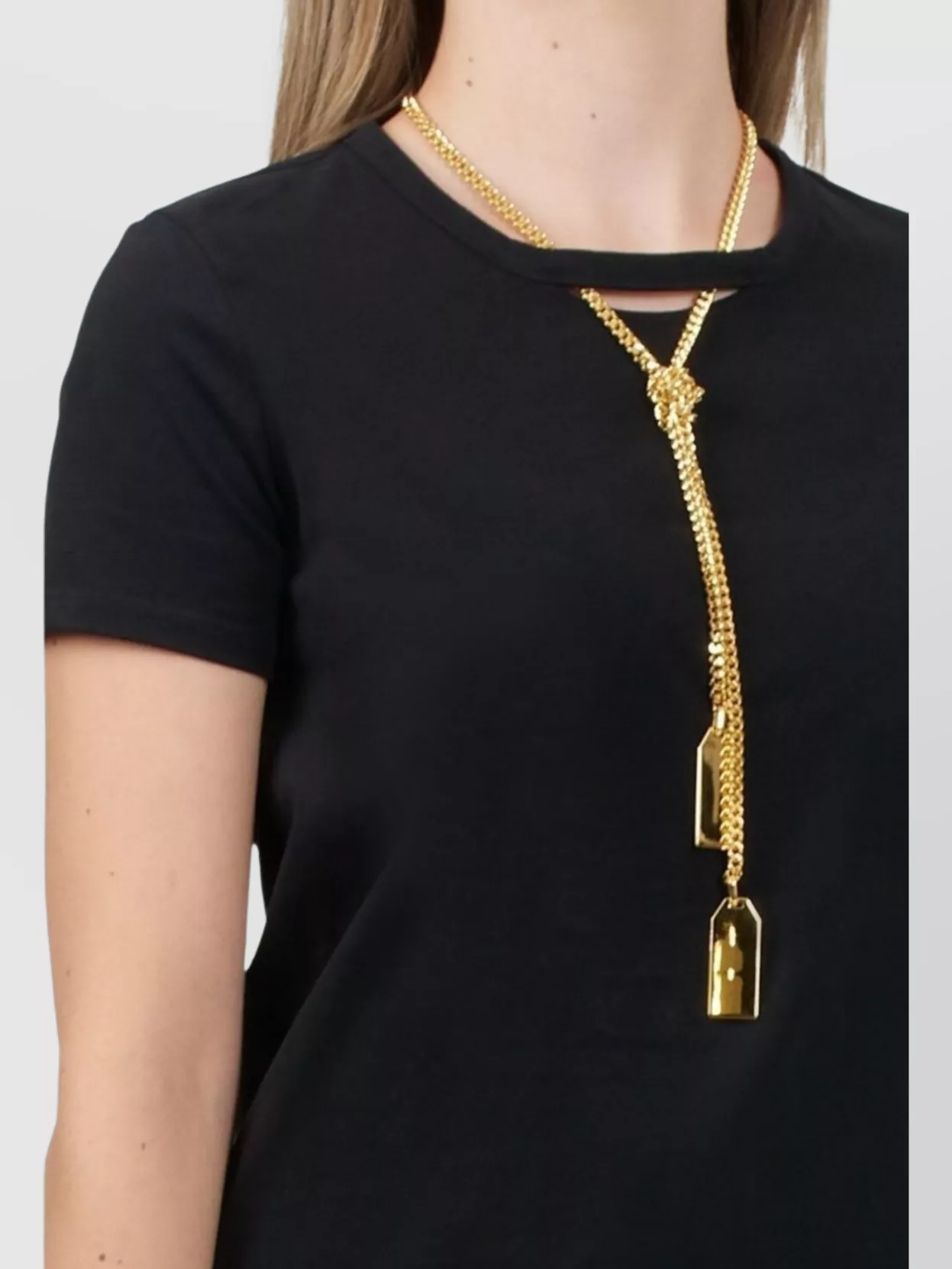 Elisabetta Franchi Short Sleeves Crew Neck Gold Chain Detail