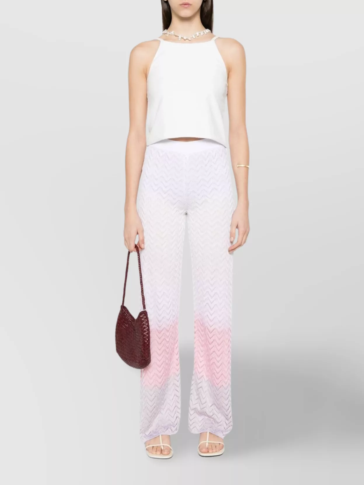 Missoni Wide-leg Trousers With Ombre Sheer Fabric In White