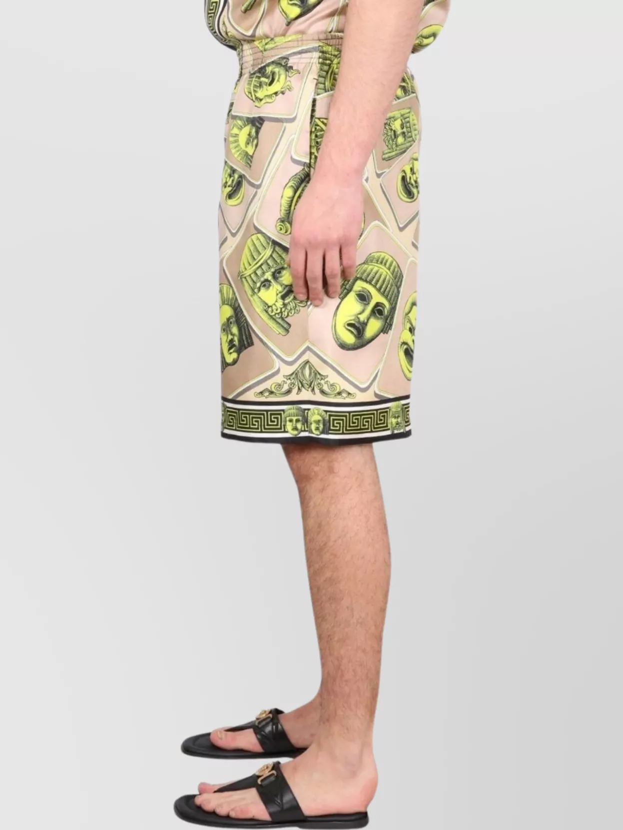 Versace Twill Silk Shorts Masks Print Detail