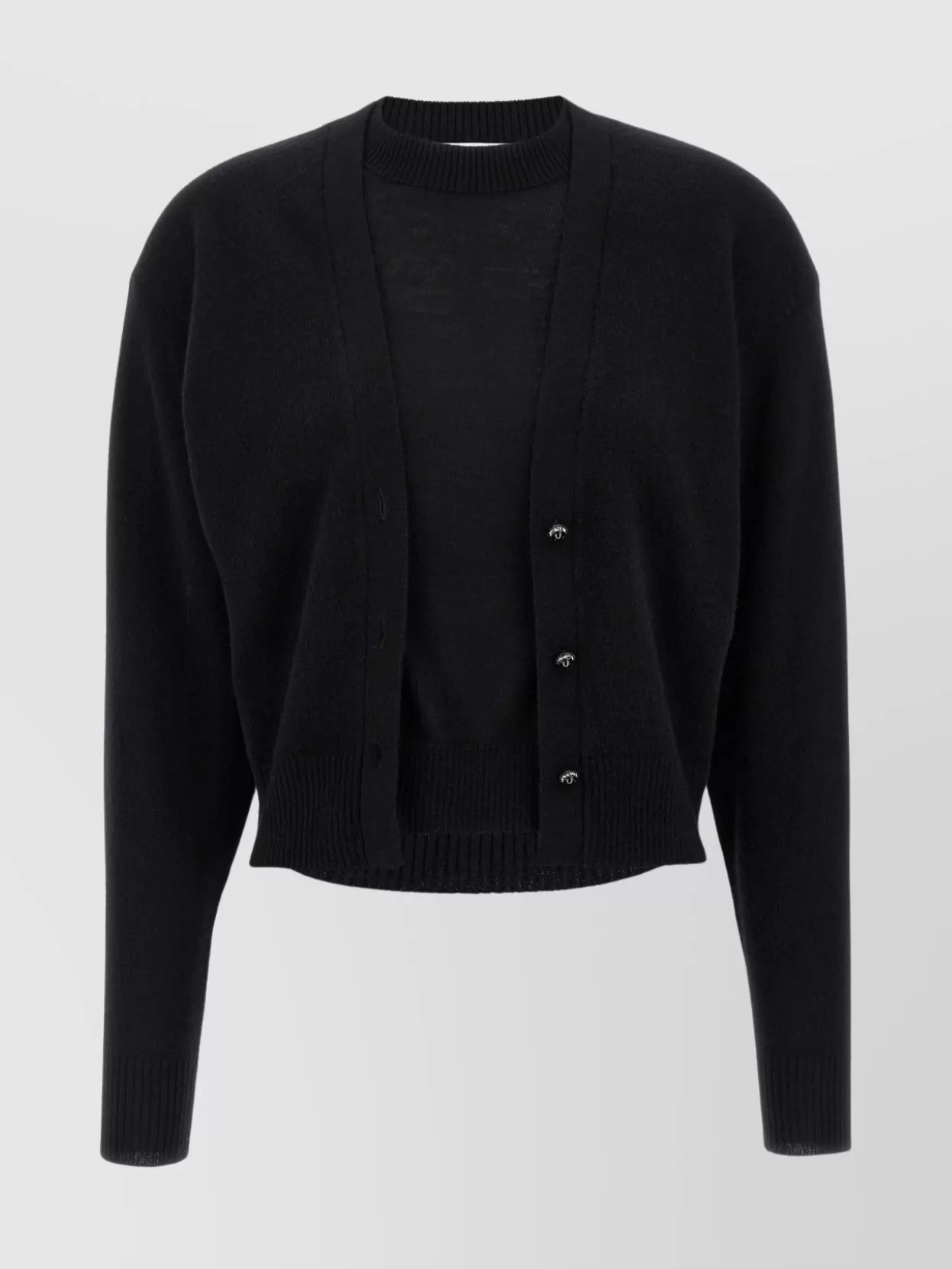 Rabanne Illusion Knit Cardigan Sweater In Black