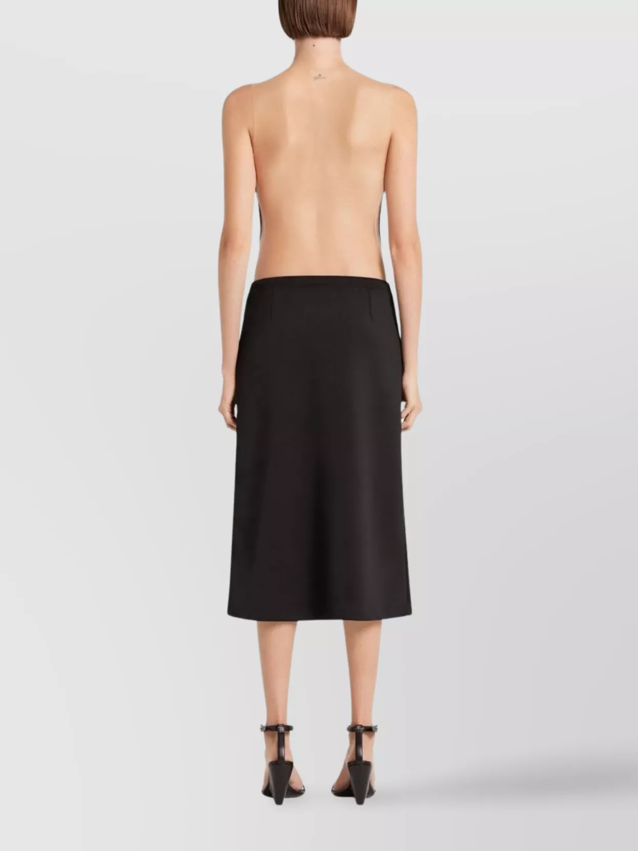 Courrèges High Waist Midi Skirt With Zip Pockets In Black