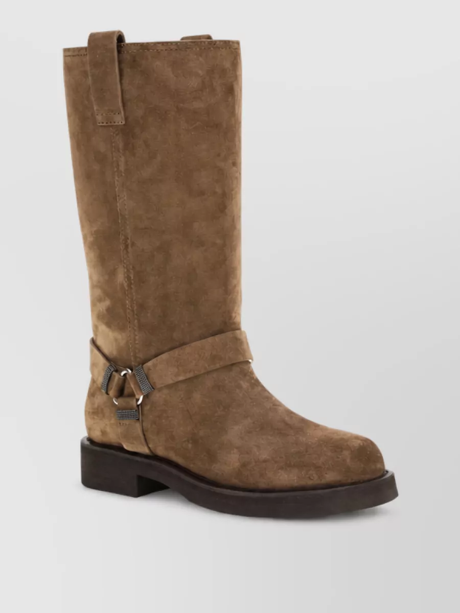Brunello Cucinelli calf leather flat boots