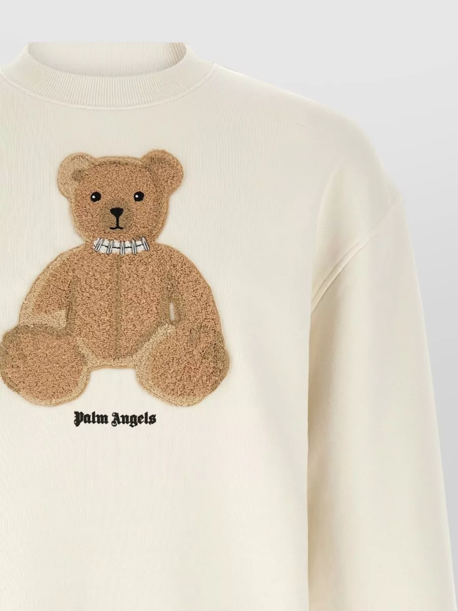 Palm Angels Bear Cotton Logo-Print Crew-Neck Sweatshirt