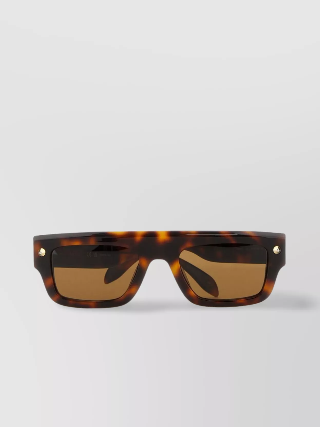 Shop Alexander Mcqueen Geometric Tortoiseshell Sunglasses With Spike Studs In Brown