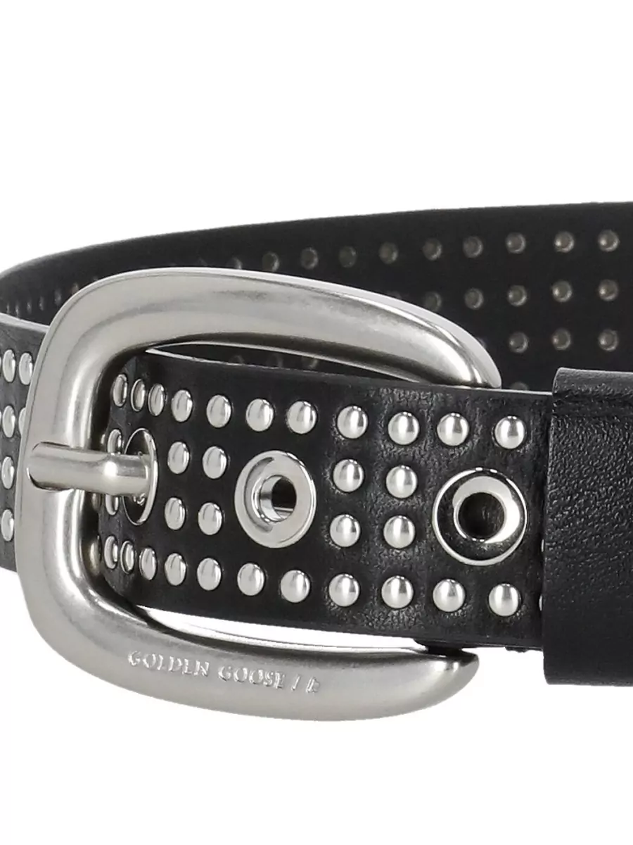 Golden Goose Leather Belt Metal Studs Eyelets Women
