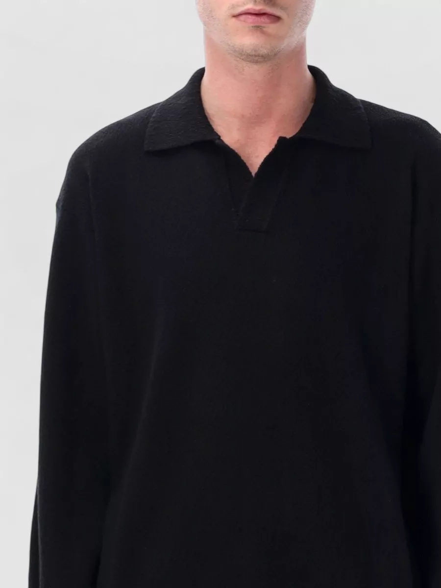 Roberto Collina Textured Cotton Long-Sleeve Polo Sweater