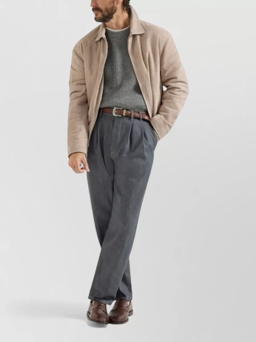 Brunello Cucinelli Leather Bomber Jacket