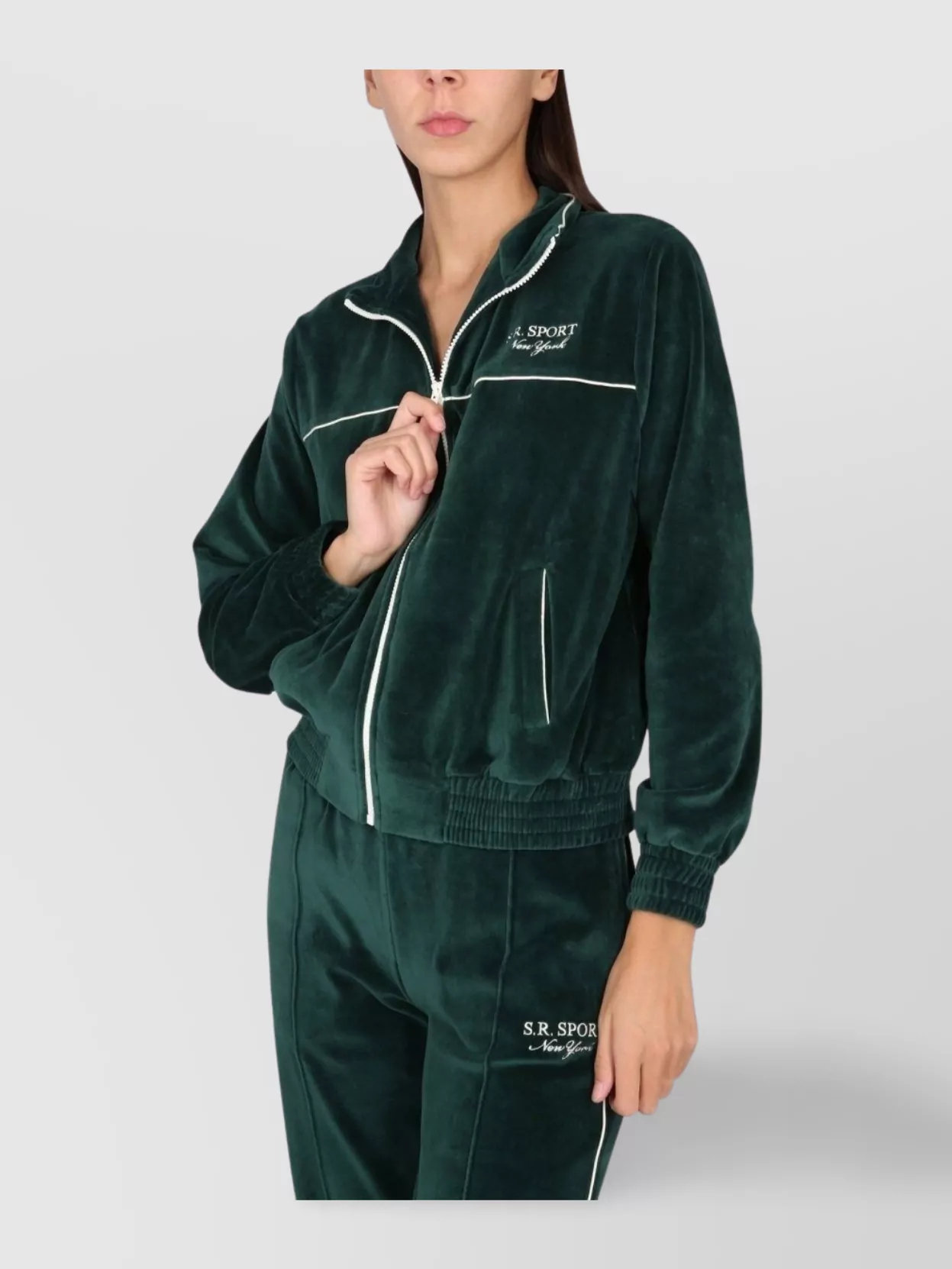Sporty & Rich Zip Sweatshirt With Elastic Cuffs And Waistband