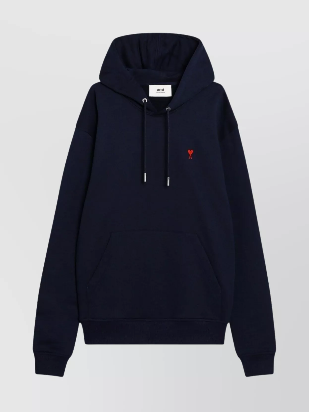 Ami Alexandre Mattiussi Ami Navy Blue Cotton Jersey Hoodie With Signature Monogram In Blue