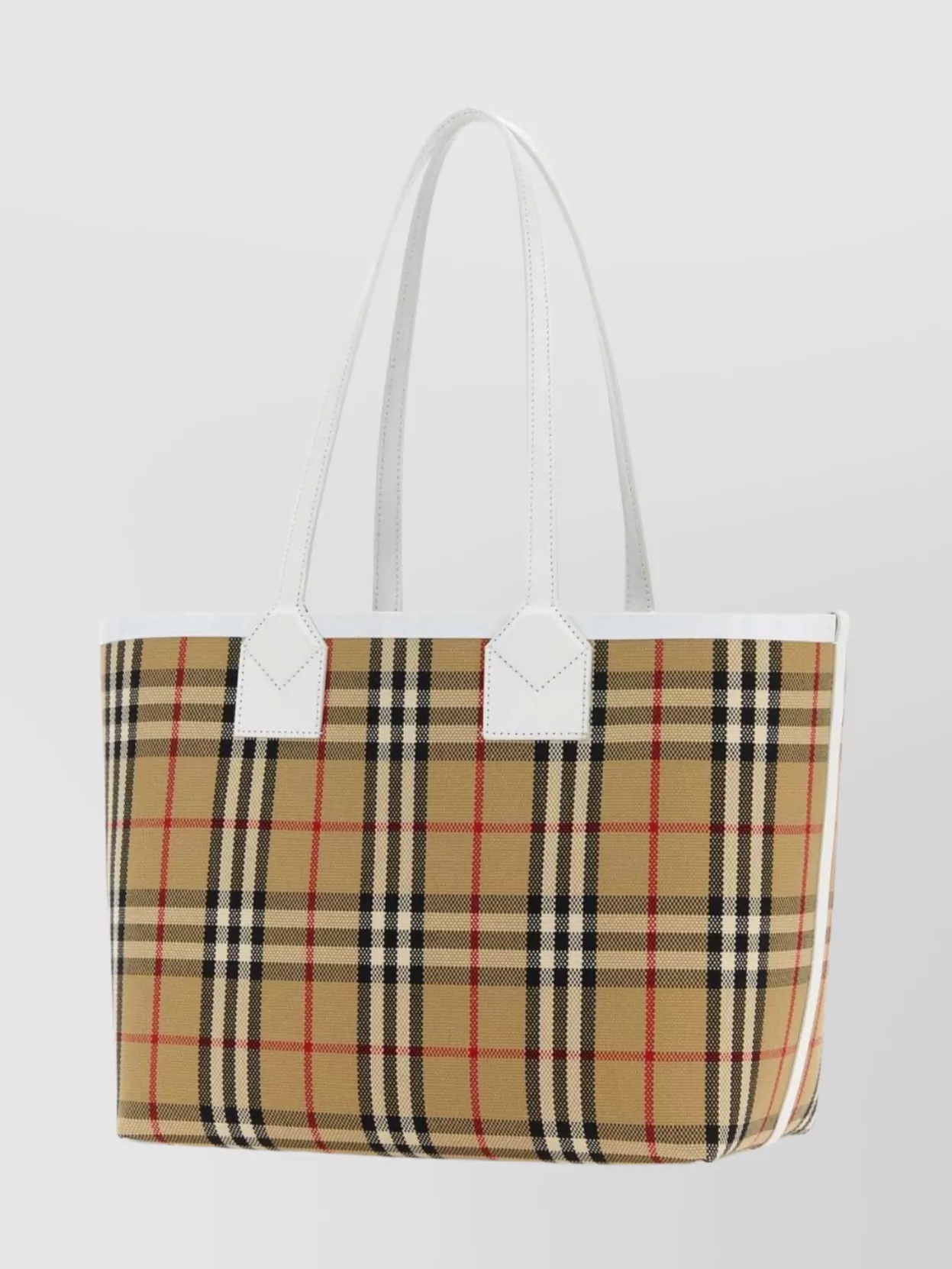 Shop Burberry Small London Shopping Bag With Checkered Pattern