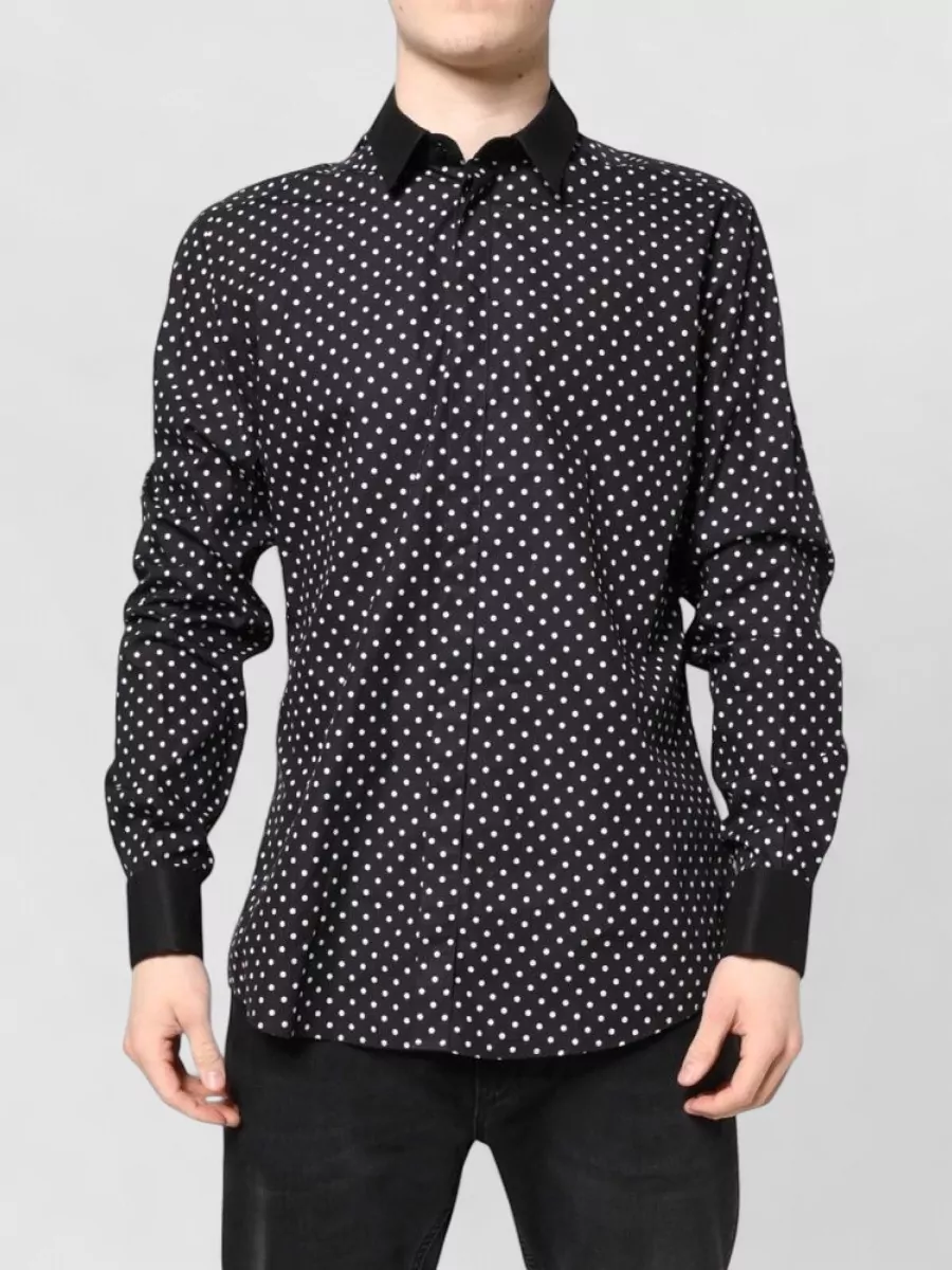 Dolce&Gabbana polka dot long-sleeve cotton dress shirt