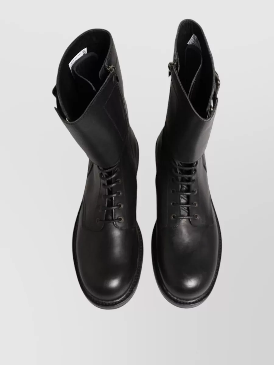 Dolce&Gabbana Leather Belted Combat Boots