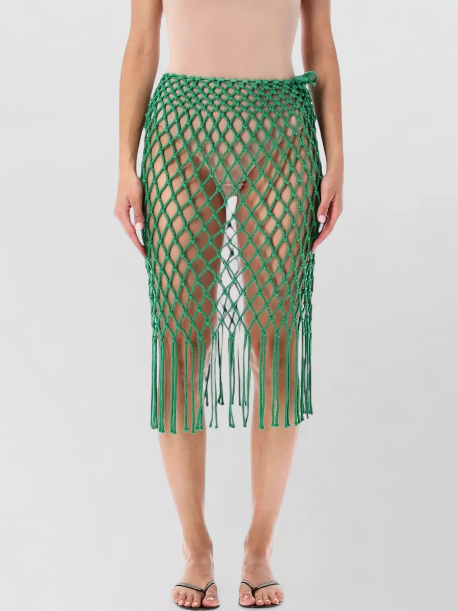 The Frankie Shop cotton macrame midi skirt