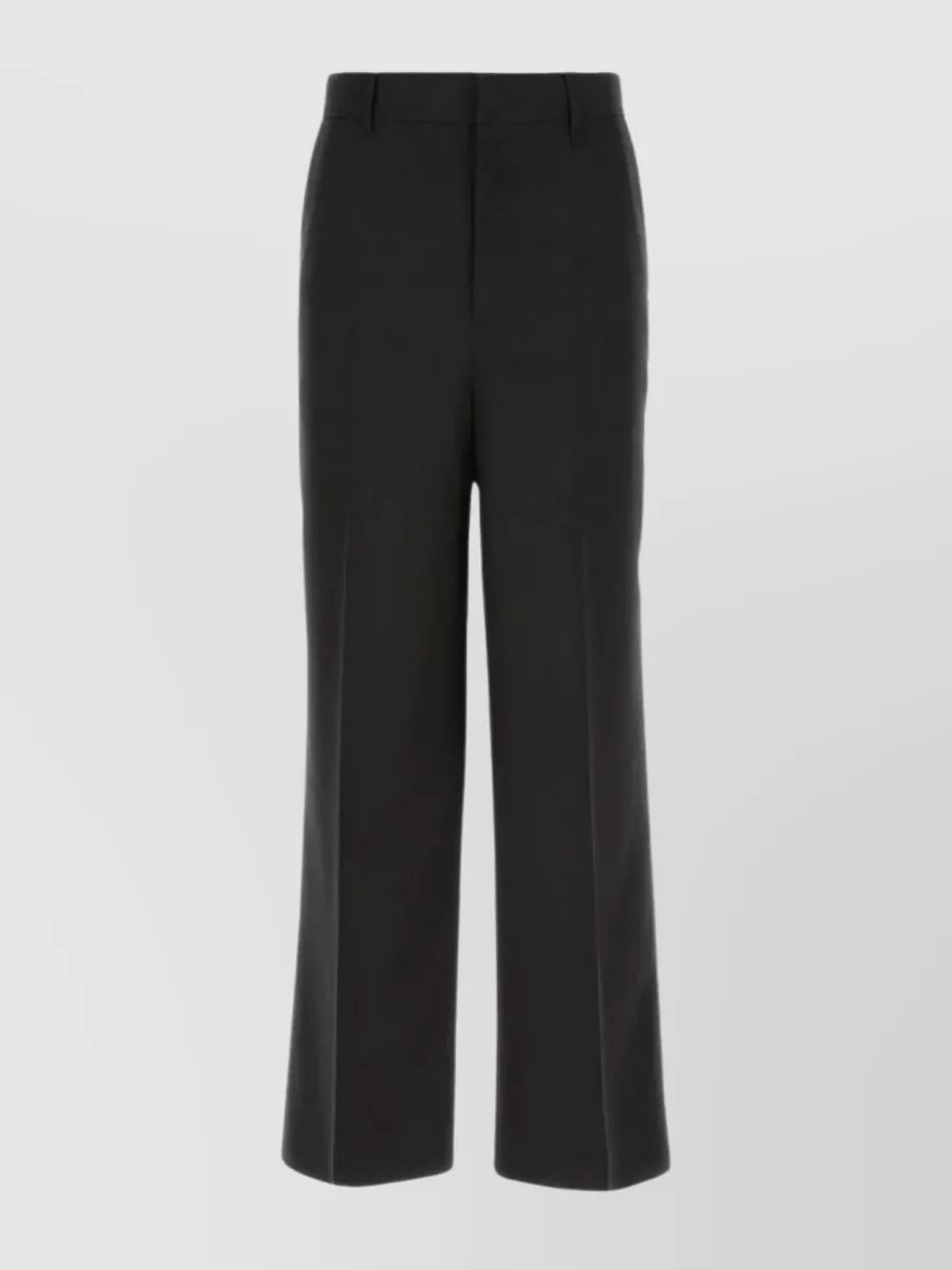 Shop Givenchy Wide-leg Wool Trousers With Waist Belt Loops In Brown