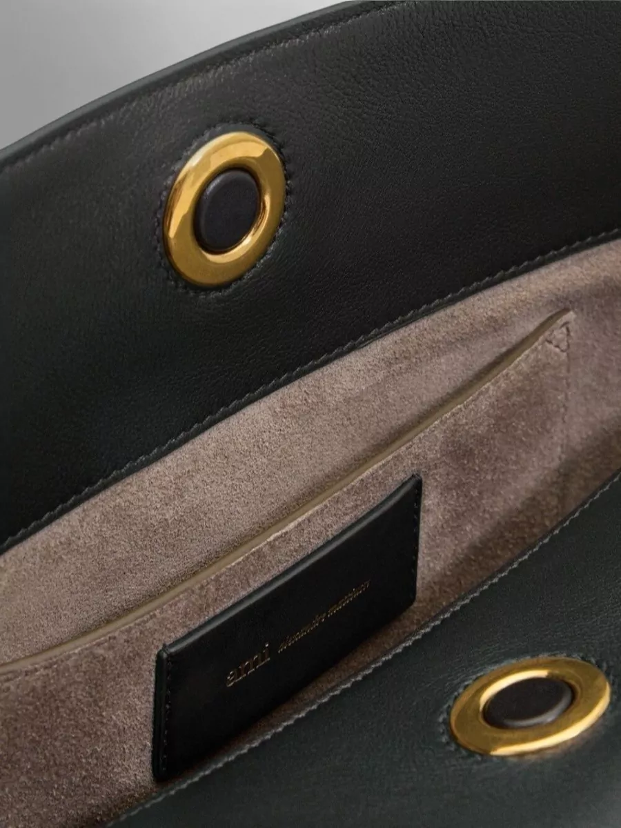 Ami Paris Leather Shoulder Clutch Bag