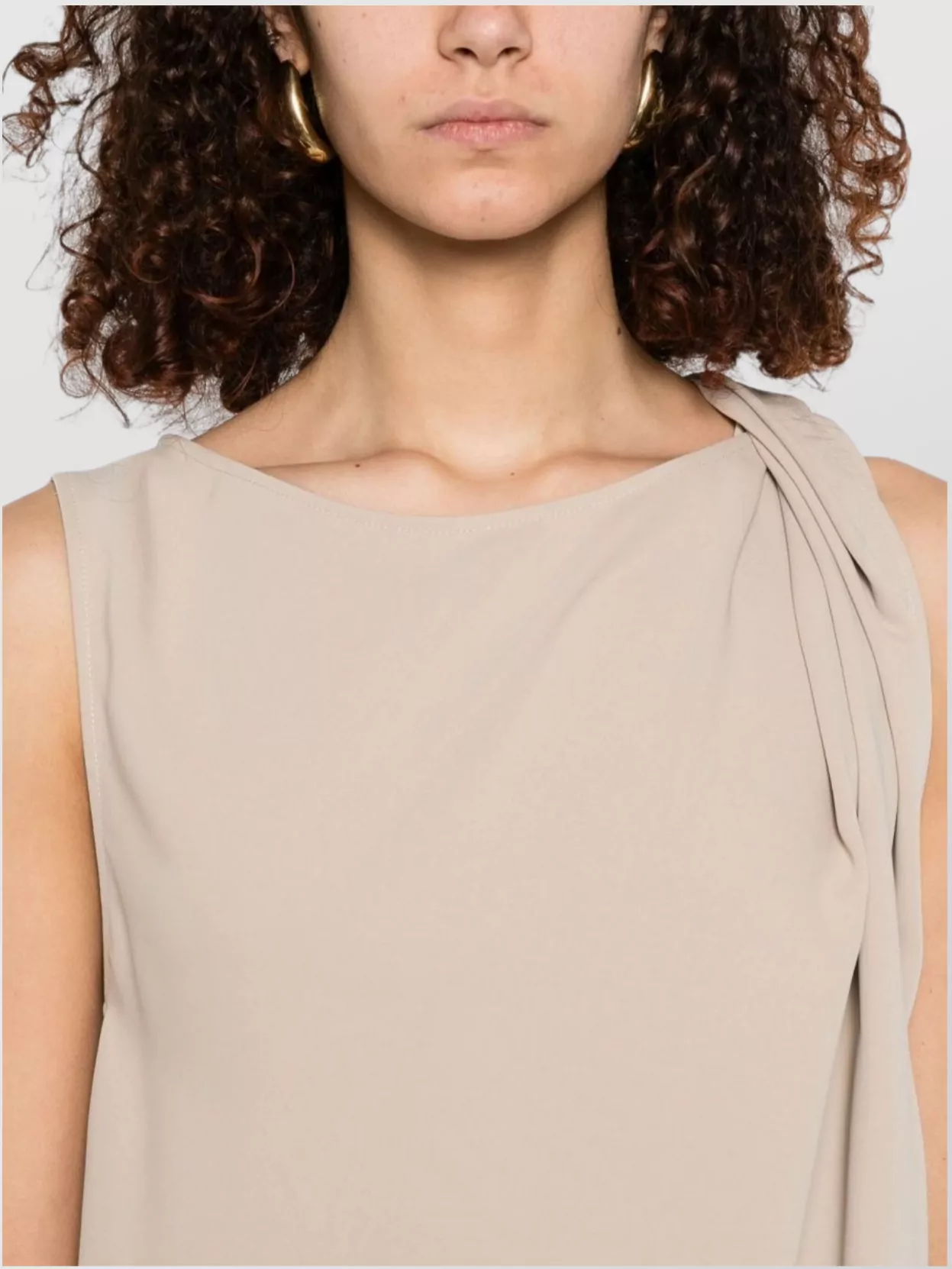 Parosh Draped Detail Sleeveless Round Neck Dress