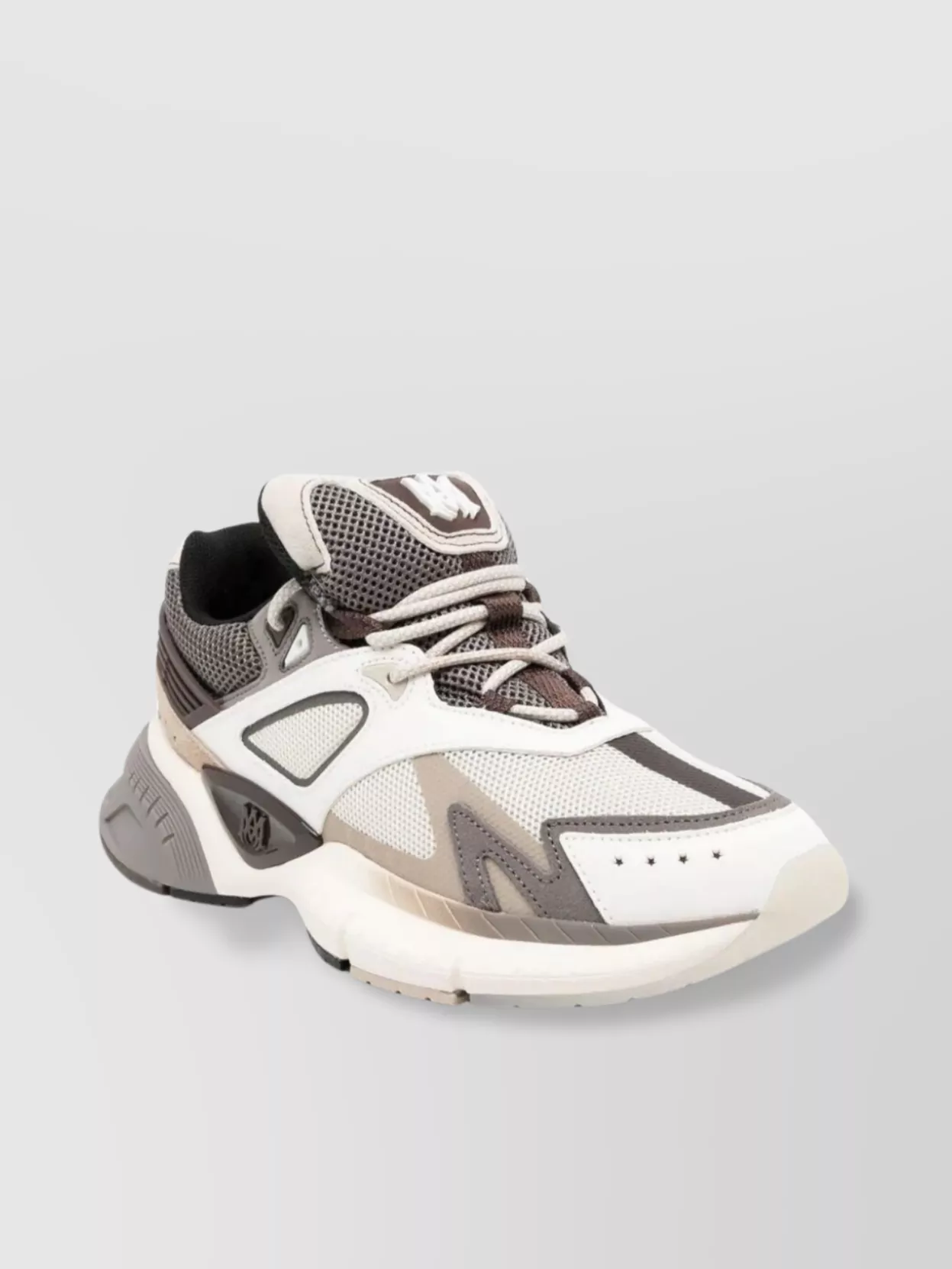 Shop Amiri Runner Mesh Chunky Leather Suede Sneakers