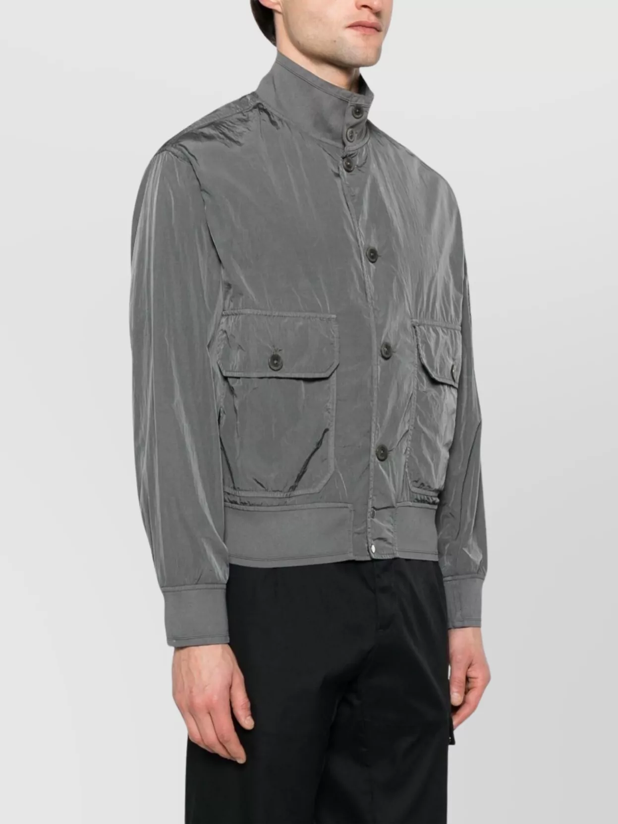 C.p. Company High Collar Nylon Jacket With Arm Patch