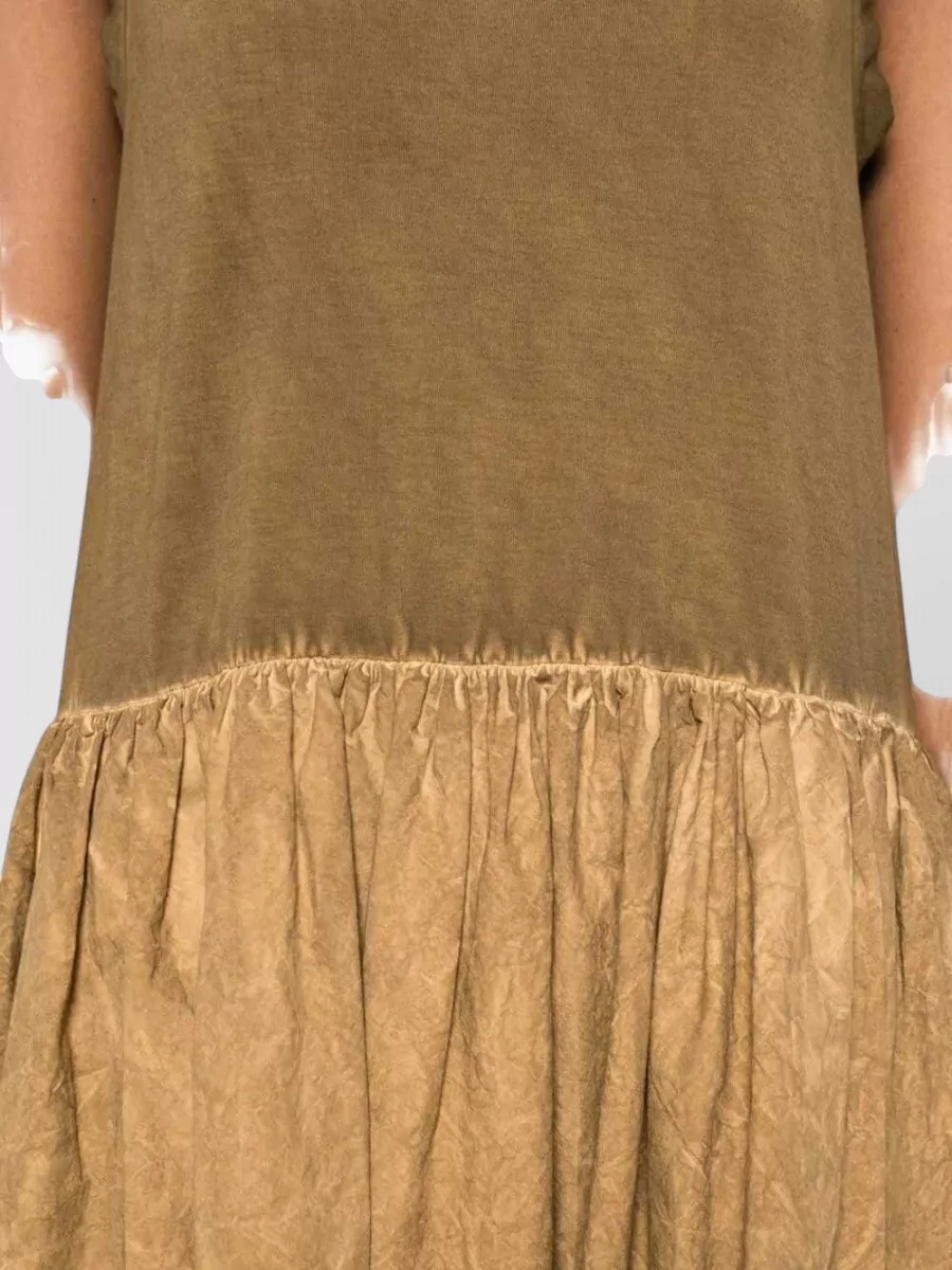 Uma Wang Maxi Dress Gathered Waist Round Neck Sleeveless