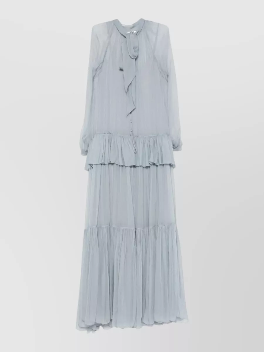 Chloé silk long-sleeve pussy-bow maxi dress