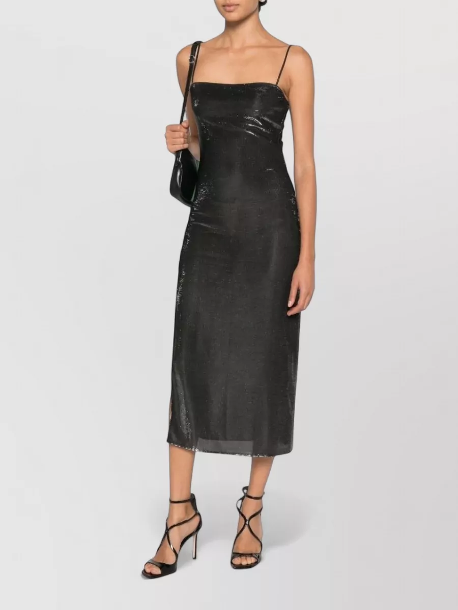 Gucci Glitter-Effect Square-Neck Sleeveless Midi Dress