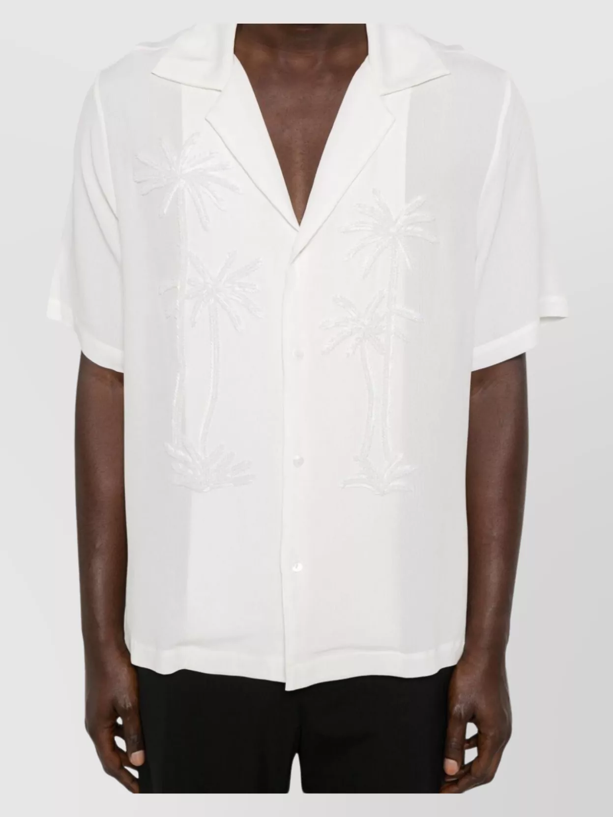 P.a.r.o.s.h Palm Tree Embellished Cuban Collar Shirt