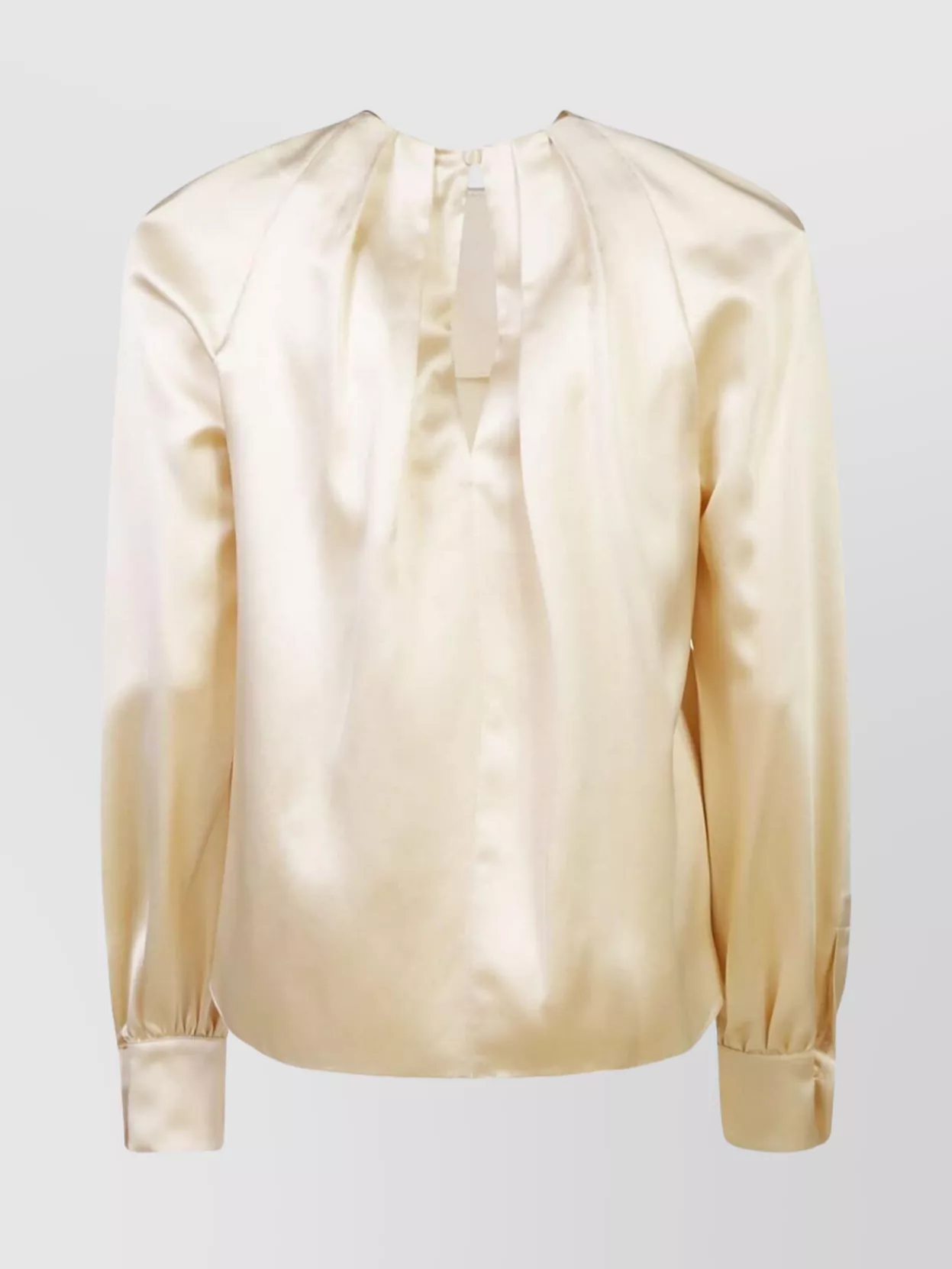 Max Mara Satin Tie Neck Long Sleeve Top In Neutral