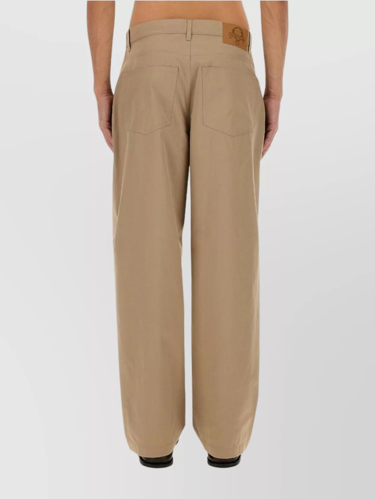 Moschino Wide Leg Cotton Blend Pants With Pockets
