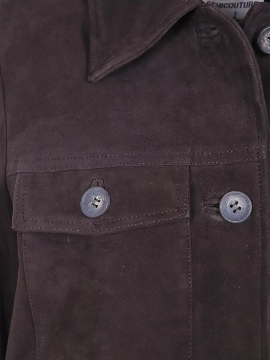 Semicouture Leather Single Breasted Coat